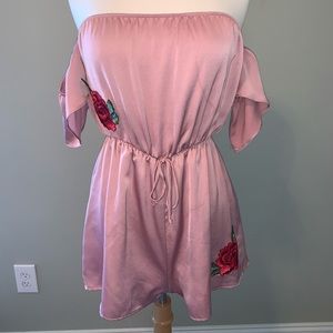 Satin Embroidered Romper